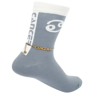 High Heel Jungle By Kathryn Eisman Women's Gold / Grey / White Cancer Sock & Anklet Set In White/gold/grey