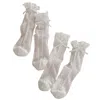 High Heel Jungle By Kathryn Eisman Women's White The Coquette Sheer Ribbon Socks - 2 Pairs