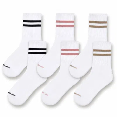 High Heel Jungle By Kathryn Eisman Women's White Varsity Pilates Yoga Grip Socks - 3 Pack