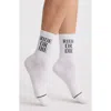 High Heel Jungle Cotton Blend Crew Socks In White