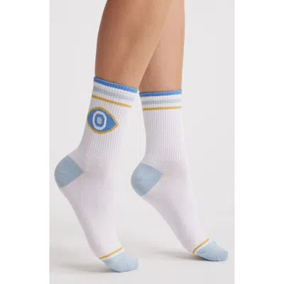 High Heel Jungle Cotton Blend Crew Socks In Blue