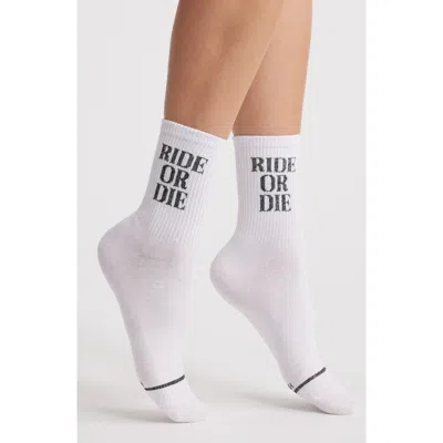 High Heel Jungle Cotton Blend Crew Socks In White
