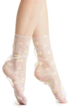 High Heel Jungle Daisy Tulle Socks In White