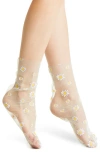 High Heel Jungle Dazy Tulle Socks In Mint