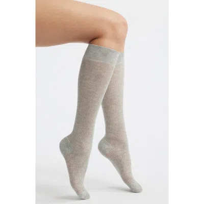 High Heel Jungle Everything's Fine Semisheer Cotton Blend Rib Knee High Socks In Gray