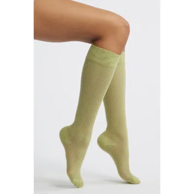 High Heel Jungle Everything's Fine Semisheer Cotton Blend Rib Knee High Socks In Green
