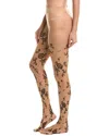 High Heel Jungle Floral Jacquard Sheer Tights In Brown
