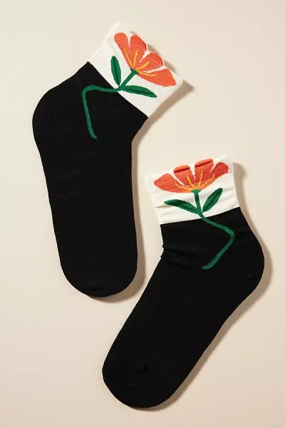 High Heel Jungle Floral Socks In Black