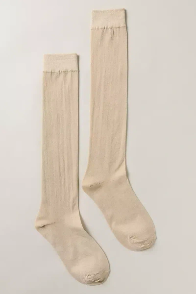 High Heel Jungle Glitter Sheer Socks In Neutral