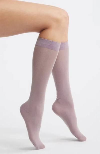 High Heel Jungle Glitterati Metallic Knee High Socks In Purple