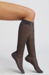 HIGH HEEL JUNGLE HERRINGBONE METALLIC KNEE HIGH SOCKS