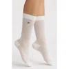High Heel Jungle Kate Pointelle Bow Crew Socks In White