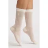 High Heel Jungle Kate Pointelle Bow Crew Socks In White