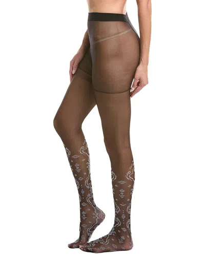 High Heel Jungle Lace Amour Tights In Burgundy