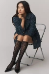 High Heel Jungle Lace Knee-high Socks In Black