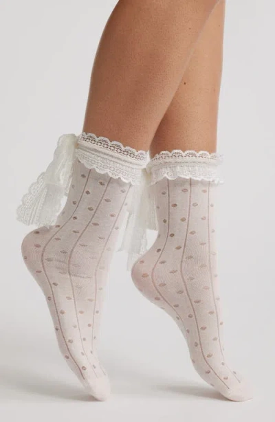 High Heel Jungle Lace Trim Cotton Blend Crew Socks