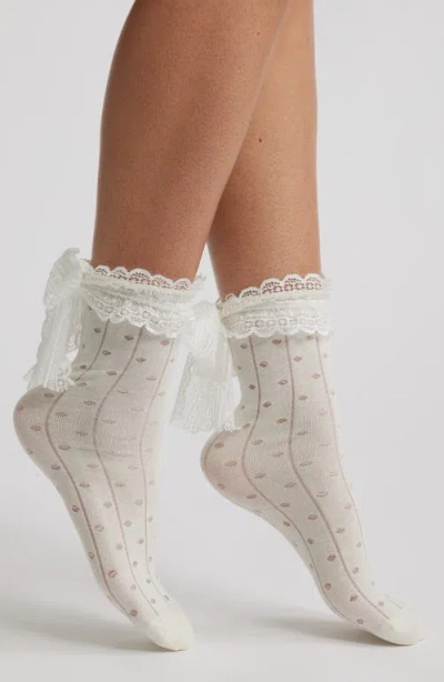 High Heel Jungle Lace Trim Cotton Blend Crew Socks