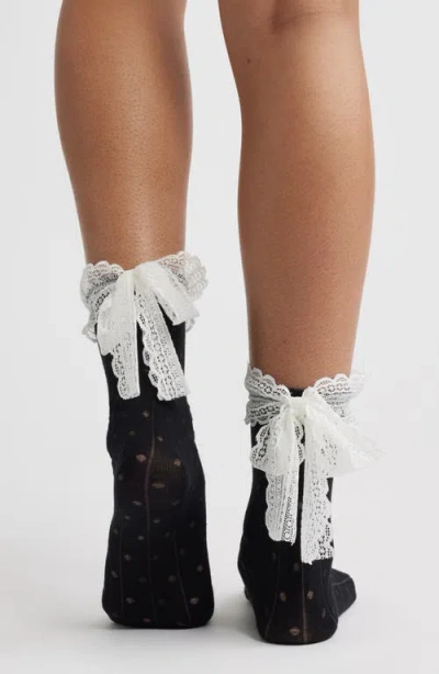 High Heel Jungle Lace Trim Cotton Blend Crew Socks