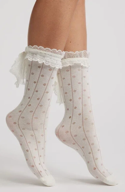 High Heel Jungle Lace Trim Cotton Blend Crew Socks