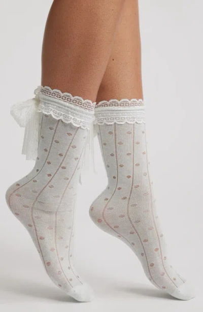 High Heel Jungle Lace Trim Cotton Blend Crew Socks
