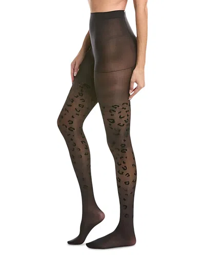 High Heel Jungle Leopard Print Sheer Tights In Black