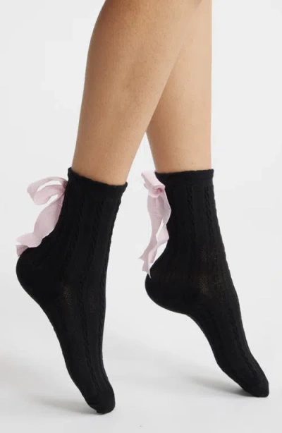 High Heel Jungle Mel Bow Crew Socks In Black