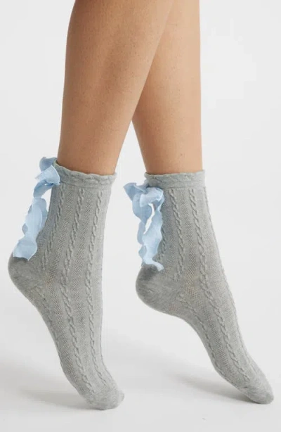 High Heel Jungle Mel Bow Crew Socks In Gray