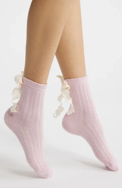 High Heel Jungle Mel Bow Crew Socks In Pink