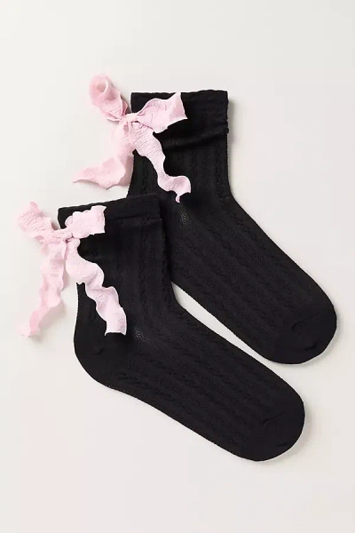 High Heel Jungle Mel Bow Socks In Black