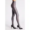 High Heel Jungle Mercury Shiny Opaque High Waist Tights In Dark Grey