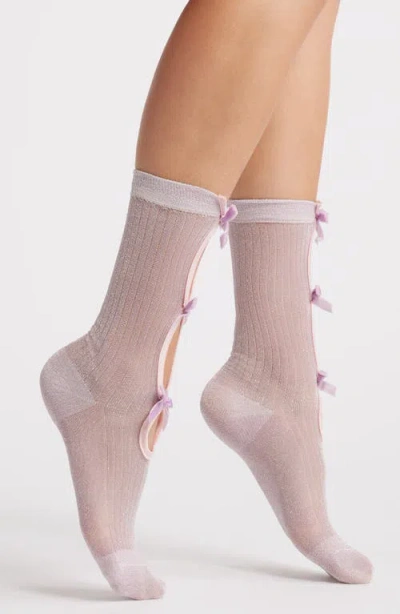 High Heel Jungle Metallic Crew Socks In Pink