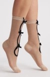 High Heel Jungle Metallic Crew Socks In Neutral