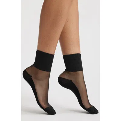 High Heel Jungle Metallic Sheer Panel Stretch Cotton Blend Quarter Socks