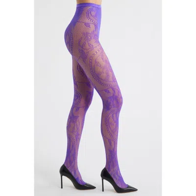 High Heel Jungle Monet Lace Tights In Purple