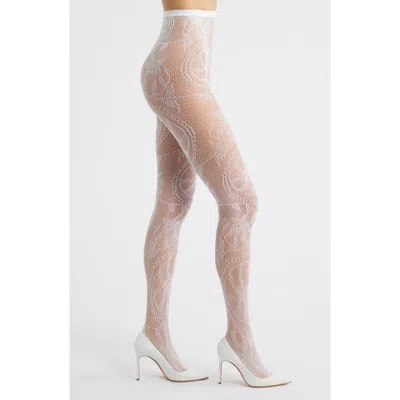 High Heel Jungle Monet Lace Tights In White