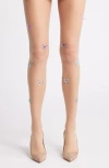 High Heel Jungle Pixie Butterfly Tulle Tights In Beige