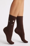 High Heel Jungle Punk Princess Embellished Crew Socks In Brown