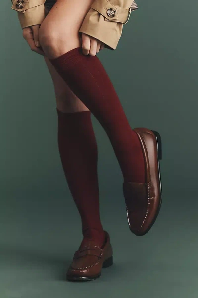 High Heel Jungle Ribbed Knee-high Socks In Red
