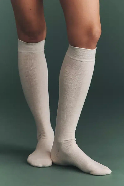 High Heel Jungle Ribbed Knee-high Socks In White