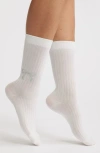 High Heel Jungle Sabrina Crystal Bow Crew Socks In White