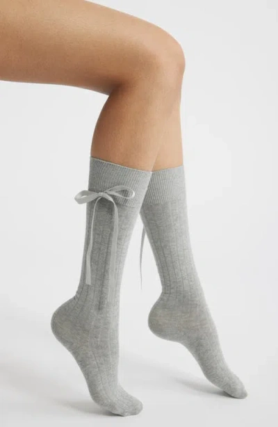 High Heel Jungle Satin Ribbon Crew Socks F In Gray