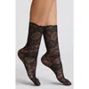 High Heel Jungle Scalloped Lace Crew Socks In Black