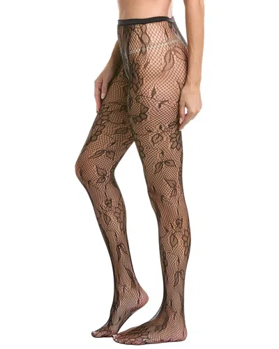 High Heel Jungle Shadow Bloom Fishnet Tights In Metallic