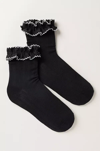 High Heel Jungle Sheer Frilly Socks In Black