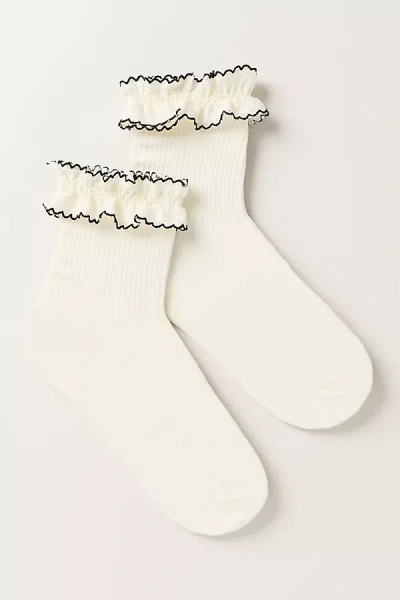 High Heel Jungle Sheer Frilly Socks In White