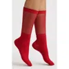 High Heel Jungle Shimmery Lights Crew Socks In Red