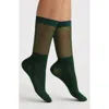 High Heel Jungle Shimmery Lights Crew Socks In Green