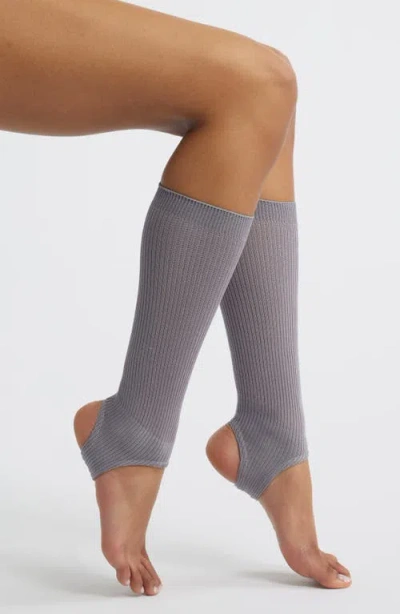 High Heel Jungle Show Pony Cotton Blend Rib Stirrup Socks In Gray