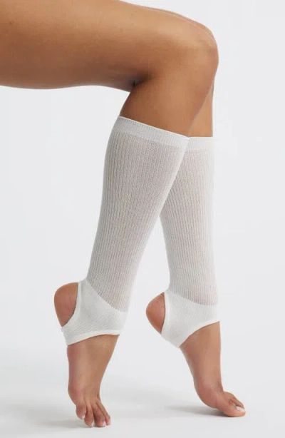 High Heel Jungle Show Pony Cotton Blend Rib Stirrup Socks In White