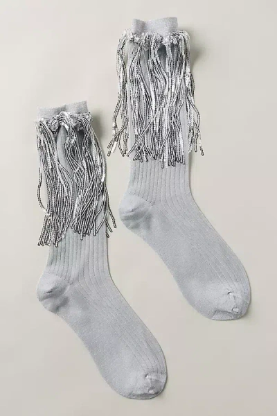 High Heel Jungle Stevie Metallic Socks In Silver